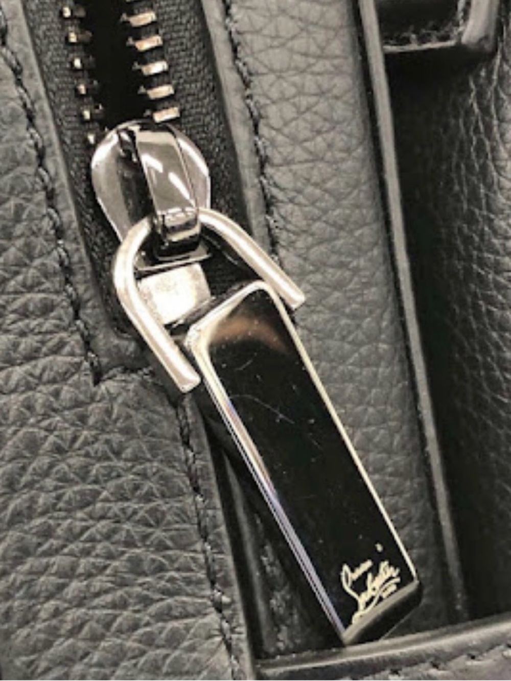 Christian Louboutin Black Leather Benech Reporter Bag with Red Strap - Picture 7 of 9